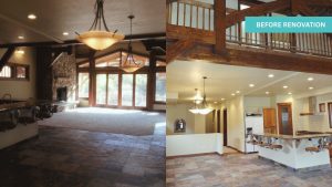 Deer Valley duplex in Park City, Utah, before renovation, distressed exterior and unfinished interior of a bank-owned property.