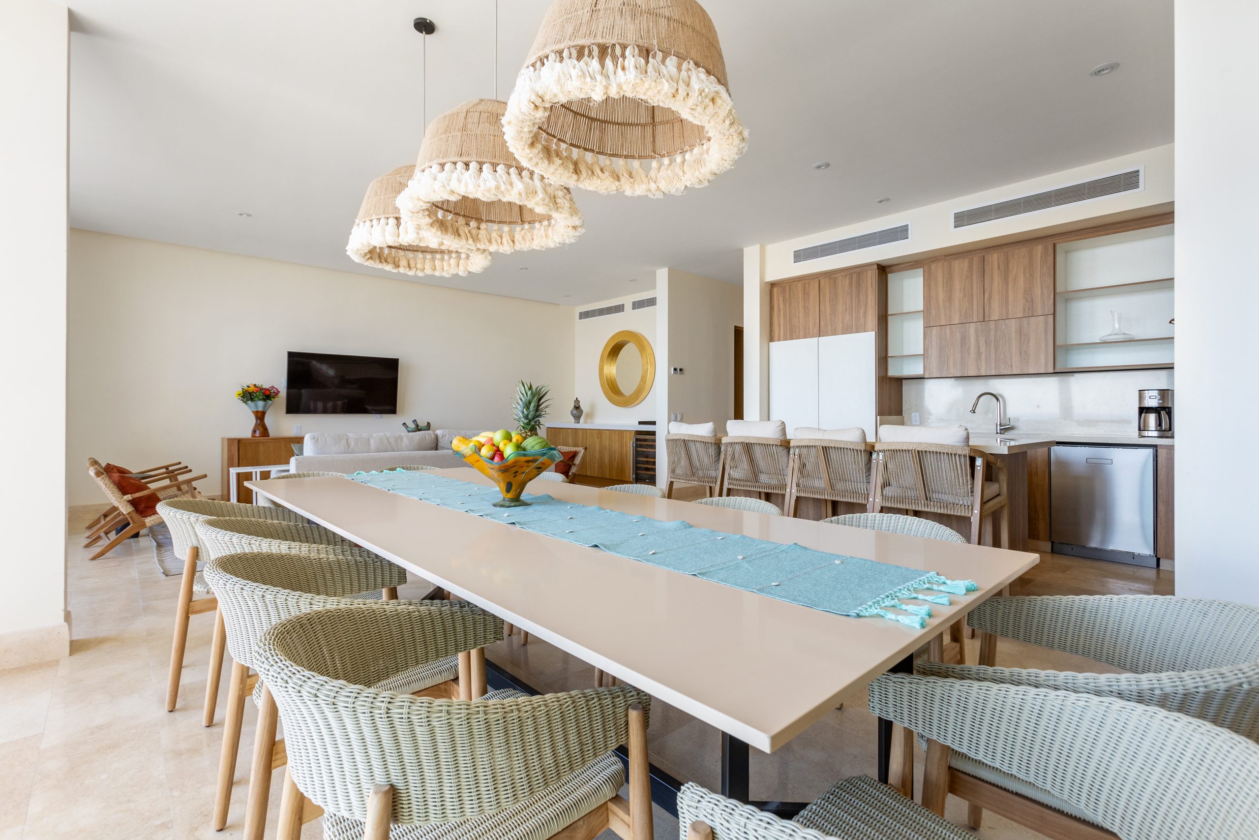 Modern luxury villa in Nuevo Vallarta, Mexico featuring contemporary architecture, private pool, and tropical garden views near the beach.