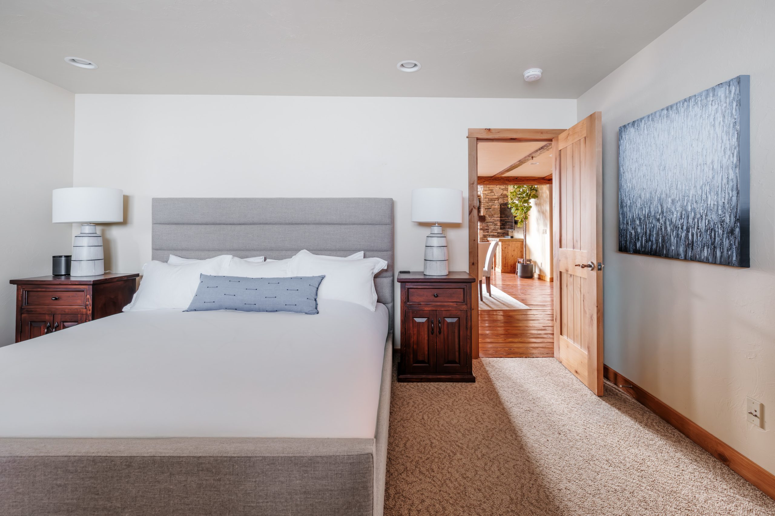 Cozy mountain bedroom retreat at Big Sky Resort.