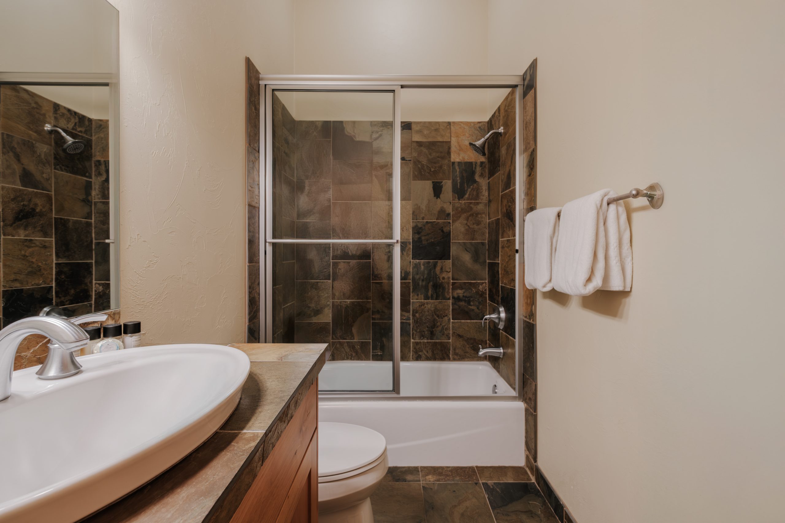 High-end bathroom design in Big Sky Montana luxury property.