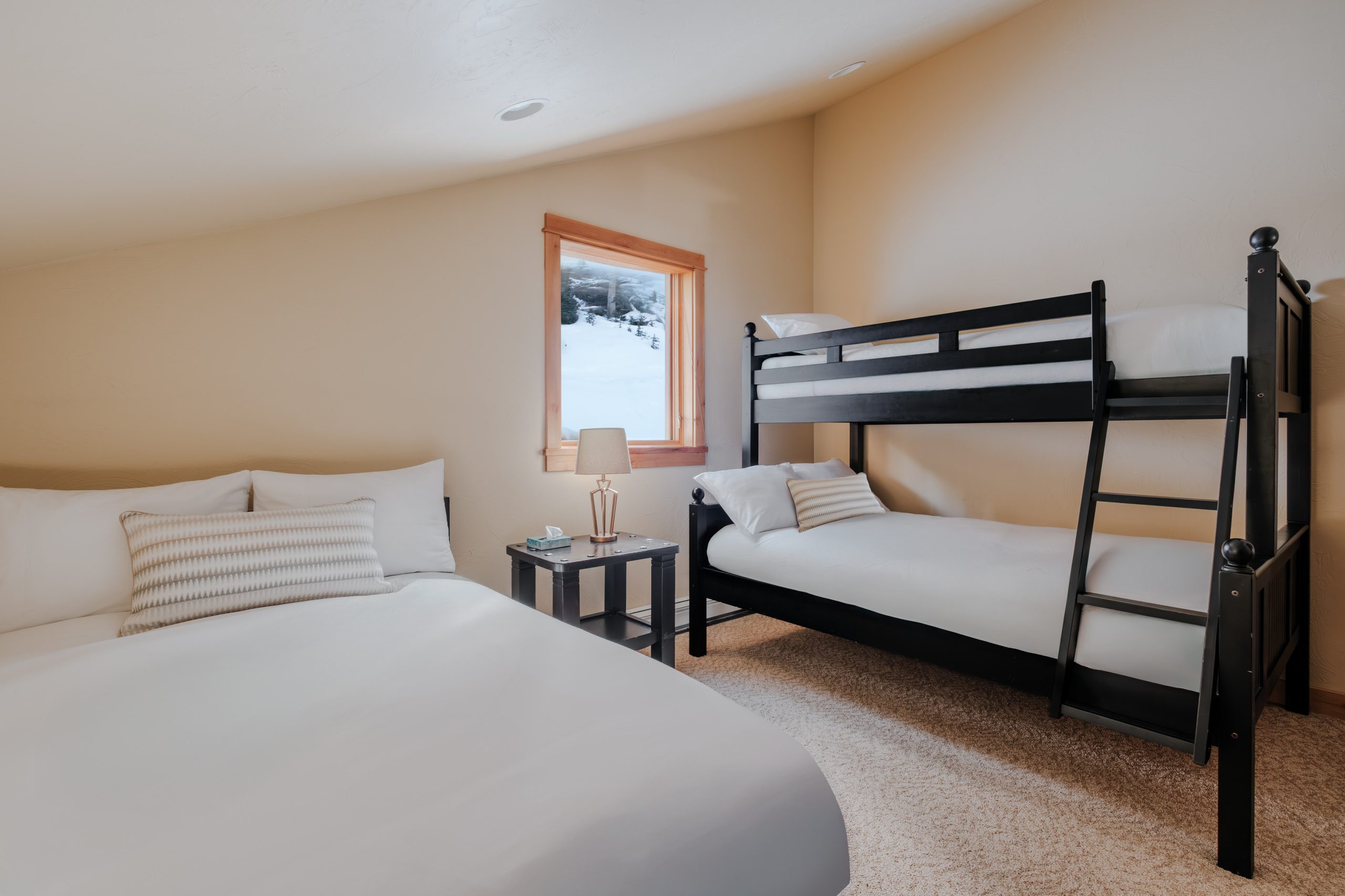 Spacious bunk room in Big Sky Montana ski property.