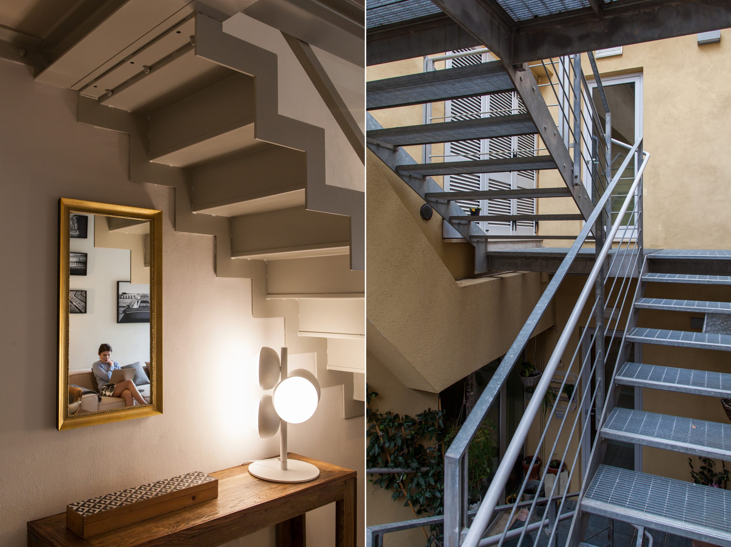 Modern White Stairs Detail in a Luxury Penthouse in Siena