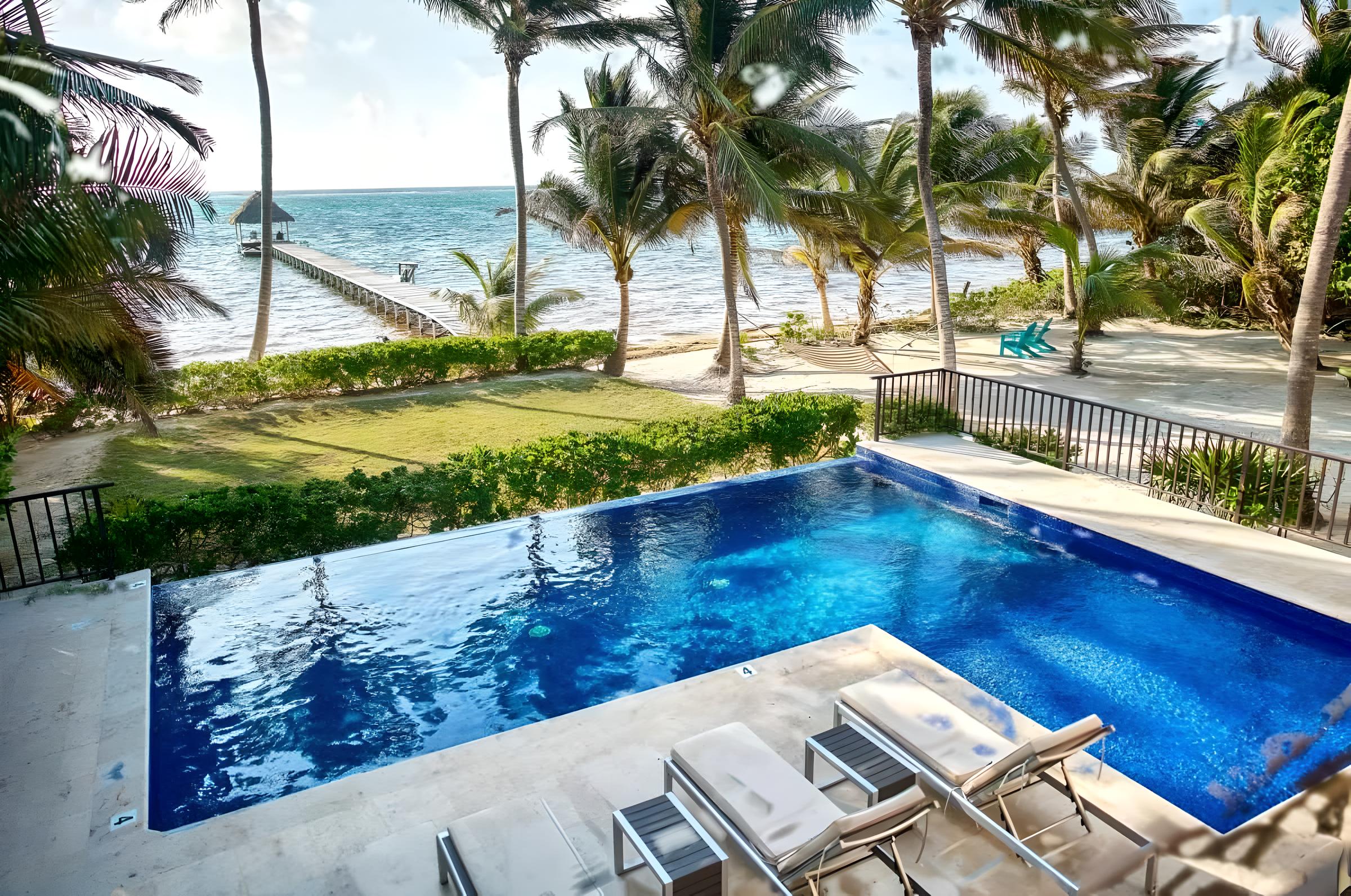 Spacious Caribbean beachfront villa with private pool and tropical views, Belize