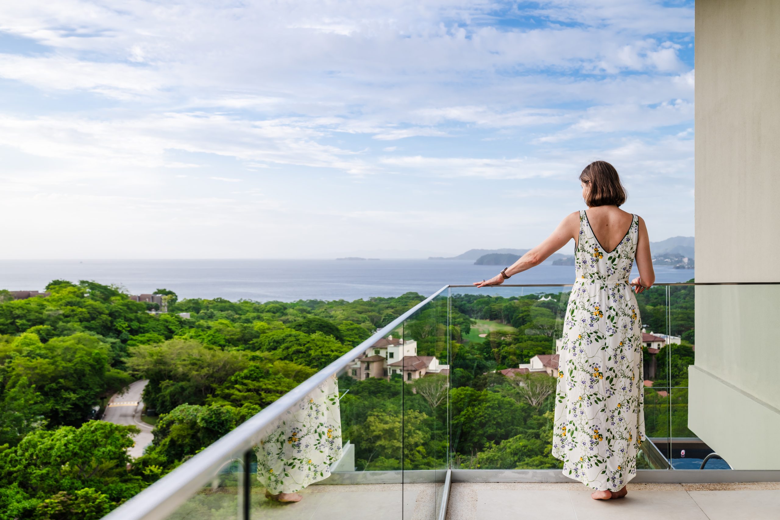 Head of Investor Relations Marina Salley Enjoying the Ocean View in Reserva Conchal Penthouse