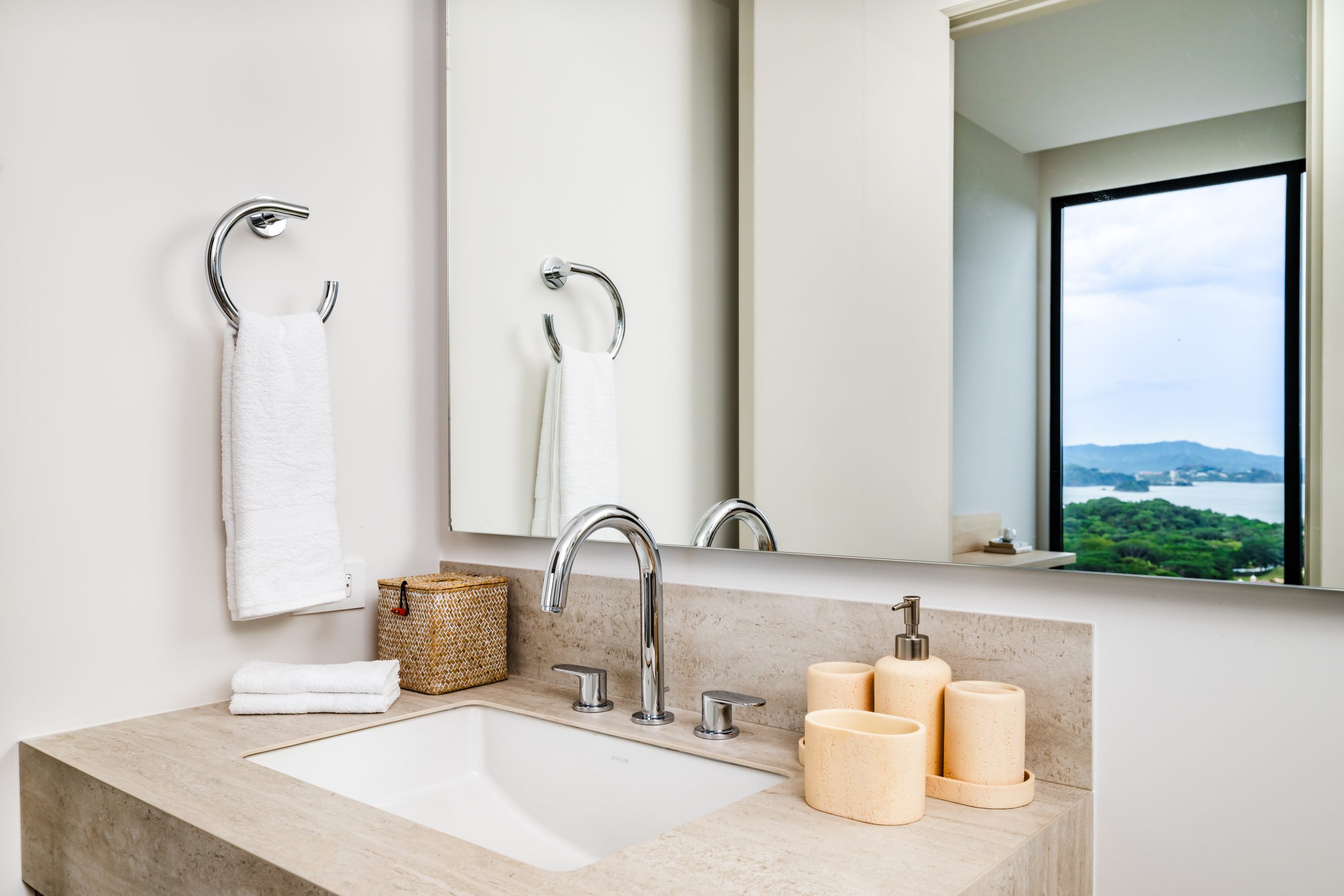 Luxury Bathroom Sink with Large Mirrors At Solaris Reserva Conchal in Costa Rica