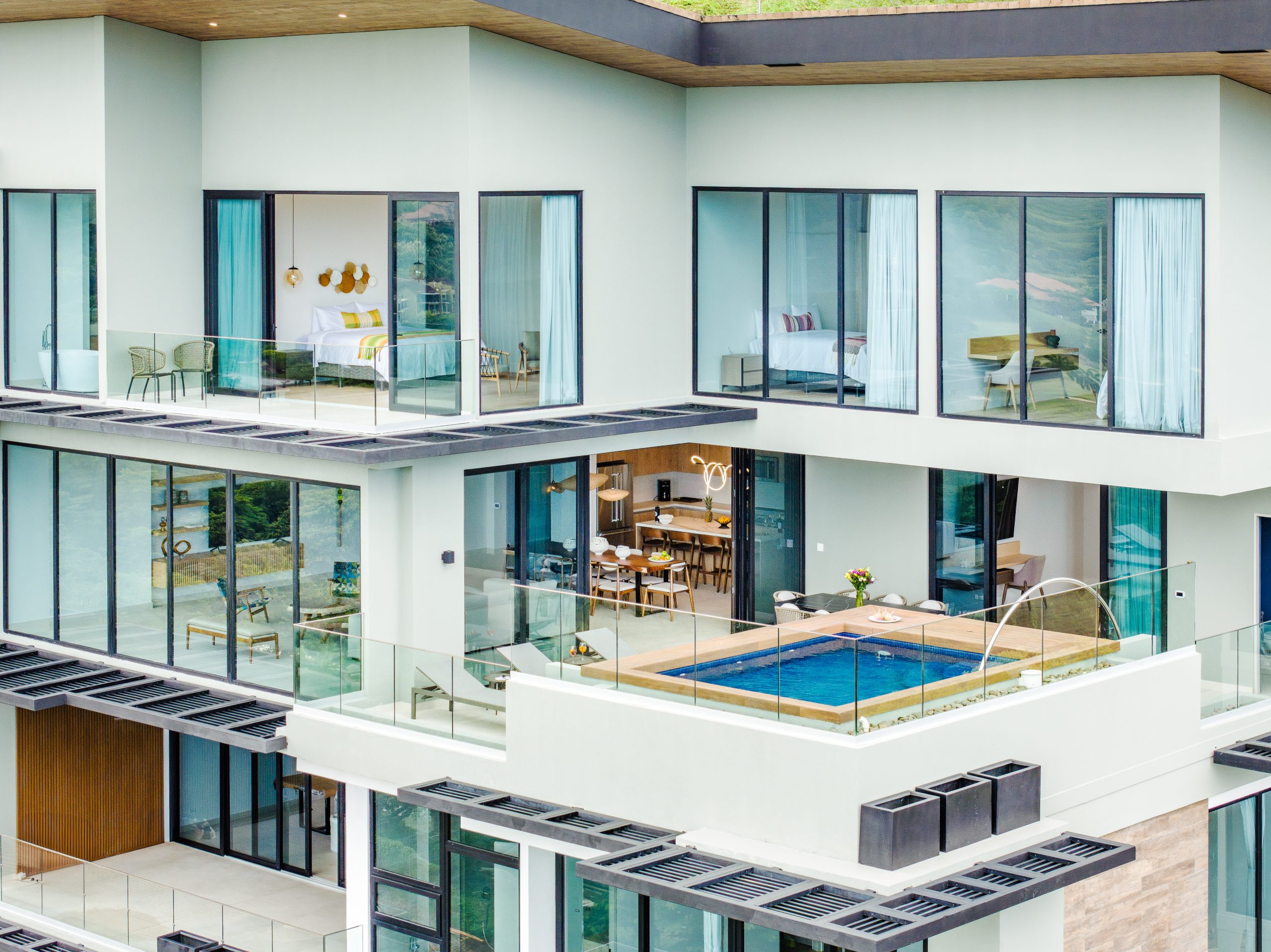 Reserva Conchal penthouse featuring private balcony and ocean vistas