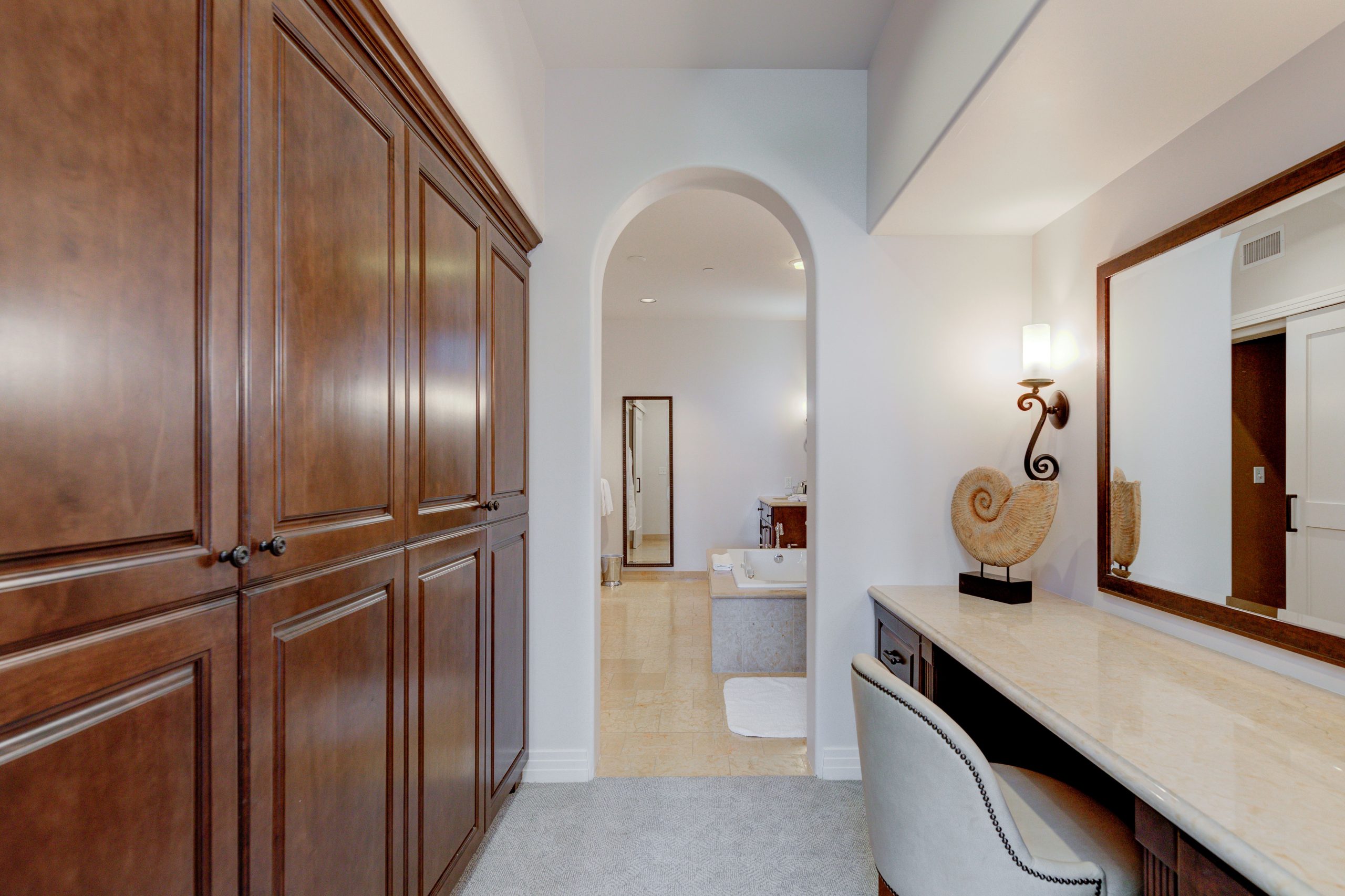 Elegant coastal‑style walk-in coset in Terranea Resort villa, Rancho Palos Verdes