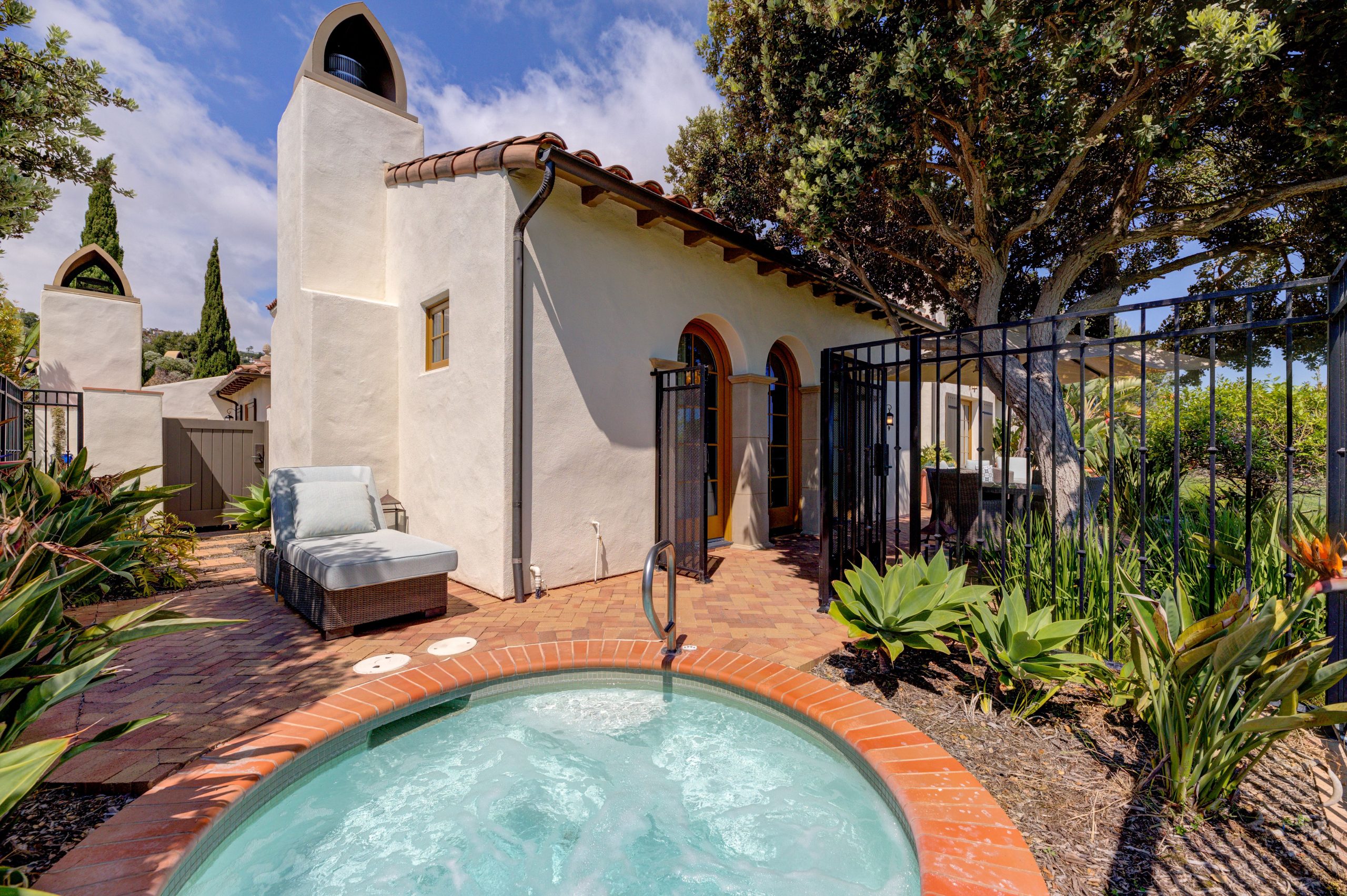 Private outdoor jacuzzi at Terranea Resort villa with ocean view