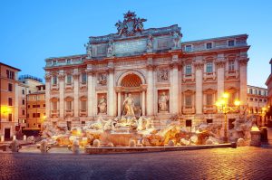 This is the famous Baroque fountain in Rome, with the Palazzo Poli as its backdrop.