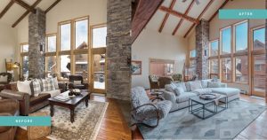 Before and after renovation at Big Sky resort luxury home by Equity Residences