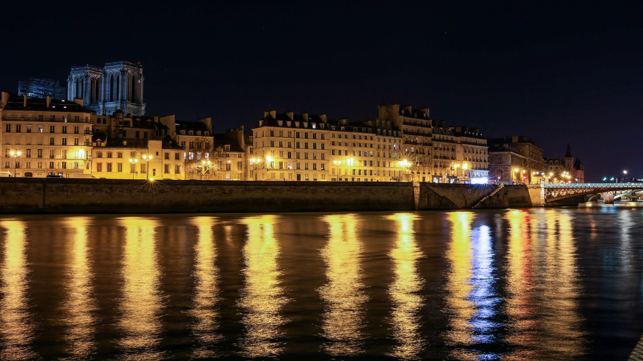 View of the Seine River and historic Parisian architecture